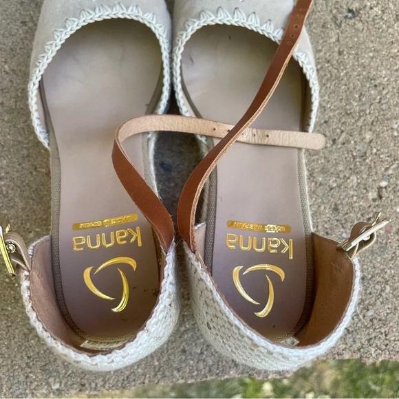 KANNA Women’s Cream Tan Espadrille Sustainable Woven Platform Wedge Heel Shoe 39 - Picture 7 of 12